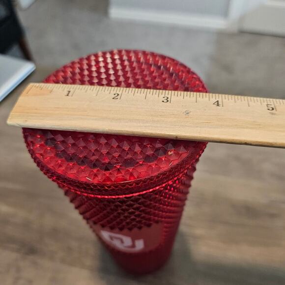 Oklahoma University Sooners Studded Tumbler Starbucks Plastic No Straw Red OU - Picture 12 of 12